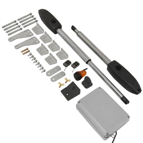 Electric Swing Gate Opener, With 2 Remote Controls, Heavy Duty Dual Wing Automatic Door Operating Kit, 300kg Per Arm, Driveway, Fence, Garage, Garden, Home, FREE Flashing Safety Beacon