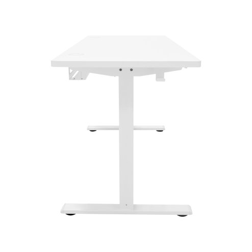 Electric Standing Desk 160cm x 60cm White Height Adjustable Ergonomic Sit to Stand Computer Workstation Built In Drawer USB A & C Charging Cable Holes & Tray Bag Hook Office Table Memory Smart Panel