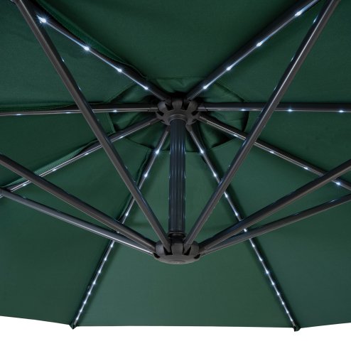 LED Cantilever Parasol 3m With Square Base – Green