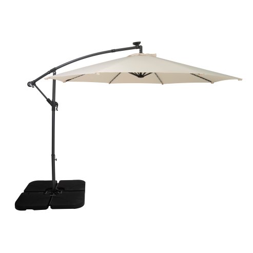 LED Cantilever Parasol 3m With Square Base – Cream