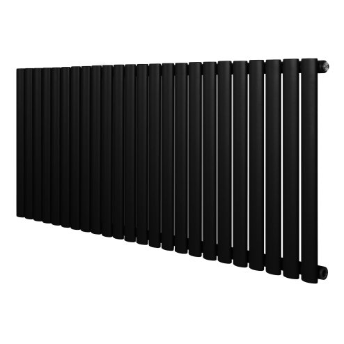 Oval Single Column Radiator - 600 x 1440mm - Black