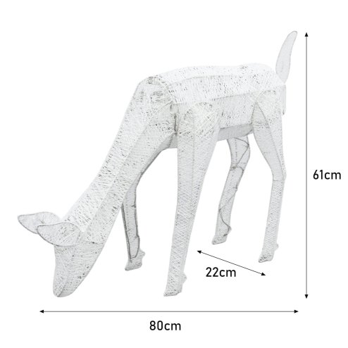 White Light Up Reindeer Doe Christmas Decoration 120 Cool LEDs Figure Ornament Indoor Or Outdoor Use Glitter Large