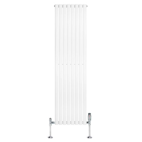 Oval Single Column Radiator & Valves - 1800mm x 480mm - White