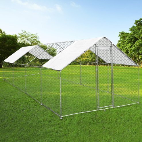 Walk In Chicken Run Cage Coop 4m x 8m x 2m Dog Pen House Kennel Large Metal Enclosure Rabbits Ducks Poultry Roof Cover Shelter Sunshade Pets Outdoor Backyard Farm Animal