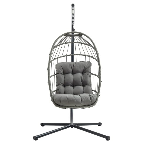 Rattan Hanging Egg Chair - Grey