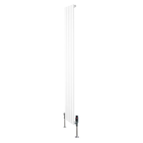 Flat Single Column Radiator & Valves - 1800mm x 280mm - White