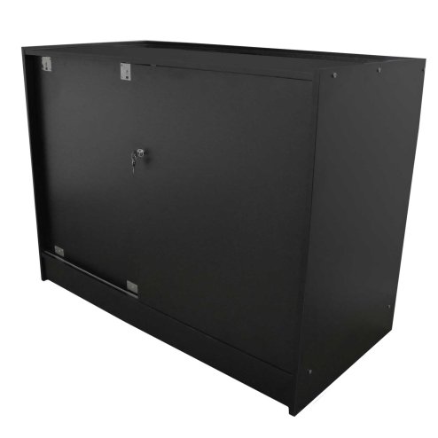 Retail Glass Shelf Product Display Shop Counter Showcase Lockable Cabinet Unit Black - K1200