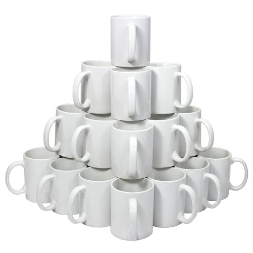 PixMax Blank Polymer Coated 11oz Sublimation Mugs & Gift Boxes, 72 Pack, AAA Grade