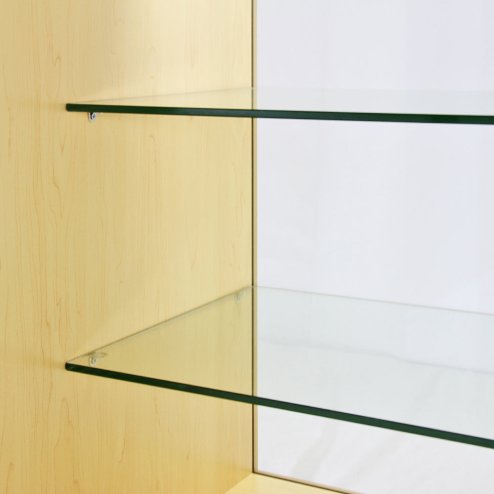 MonsterShop K1200 Lockable Glass Shop Counter Retail Display Cabinet, Maple, 120cm x 90cm x 60cm