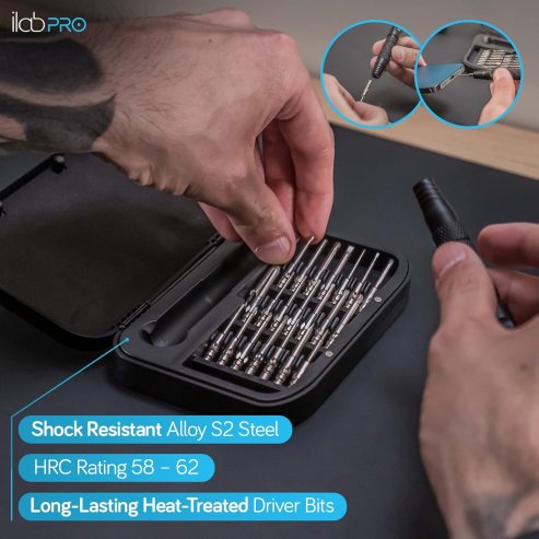 ilabPRO 23 Piece Precision Screwdriver Set Toolkit with Magnetic Micro Screwdriver and bits for Phone, Tablet, Laptop, PC, Watch and Glasses Repairs