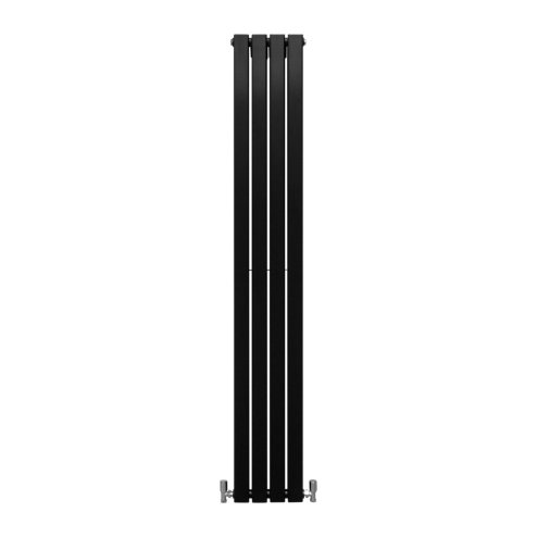 Designer Radiators 180 x 28cm Flat Panel Modern Central Heating Matt Black Vertical Column Double Panel Wall Mounted Slimline Kitchen Living Room Bathroom Commercial Cleaning Brush & Fixing Kit