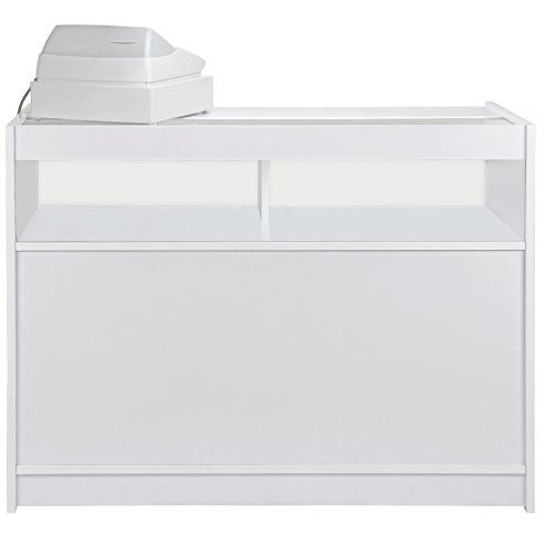 Retail 1/4 Glass Shelf Counter Shop Showcase Display Cabinet Shelves Unit White B1200