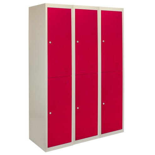 MonsterShop 3 x 2 Door Metal Storage Lockers, Red & Grey Steel Lockable Unit, Staff Gym School Changing Room