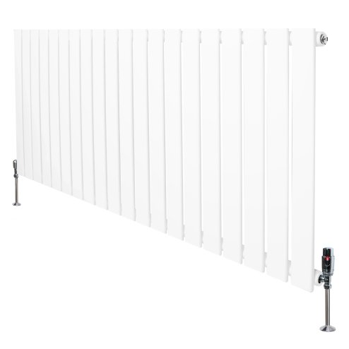Flat Single Column Radiator & Valves - 600mm x 1400mm - White