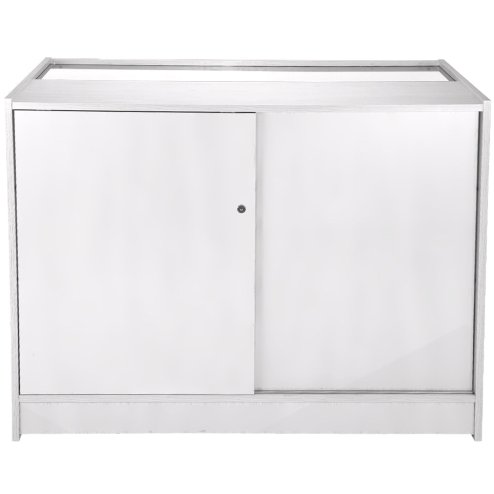 MonsterShop Taurus Retail Display Shop Counters Set & Glass Showcase Cabinet Units, Brilliant White