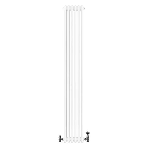 Traditional 4 Column Radiator & Valves - 1800 x 290mm - White