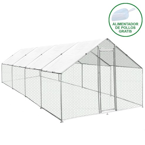 Walk In Chicken Run Cage Coop 4m x 8m x 2m Dog Pen House Kennel Large Metal Enclosure Rabbits Ducks Poultry Roof Cover Shelter Sunshade Pets Outdoor Backyard Farm Animal