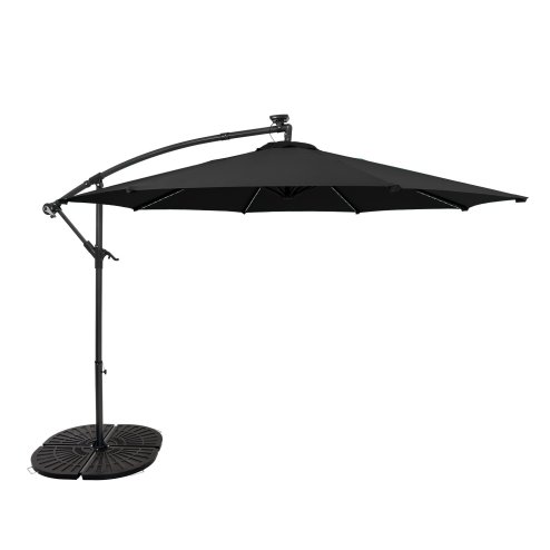 LED Cantilever Parasol 3m With Full Fan Base - Black