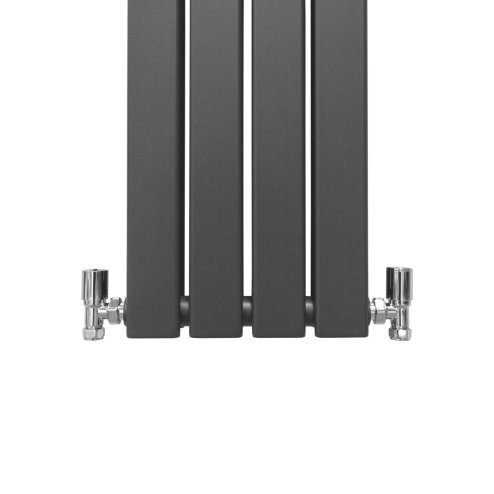 Designer Radiators 180 x 28cm Flat Panel Modern Central Heating Anthracite Grey Vertical Column Double Panel Wall Mounted Slimline Kitchen Living Room Bathroom Commercial Cleaning Brush & Fixing Kit