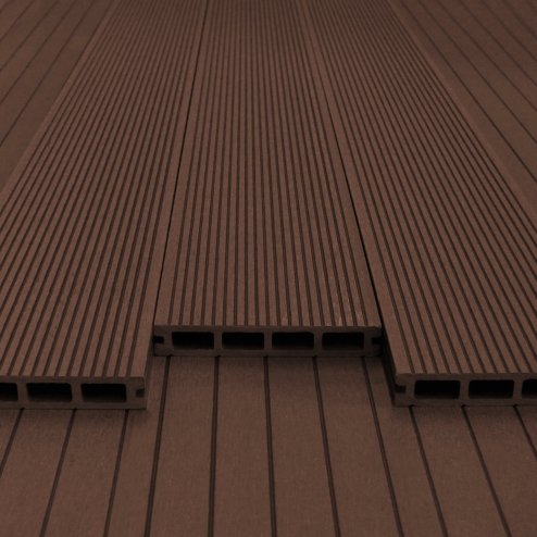 Jardí Composite Decking Boards / 5 Square Metres Conker Brown / Wood Effect WPC Pack Garden Outdoor Patios Terrace Hot Tub Tiles (incl. Fixing Screws &, Clips)