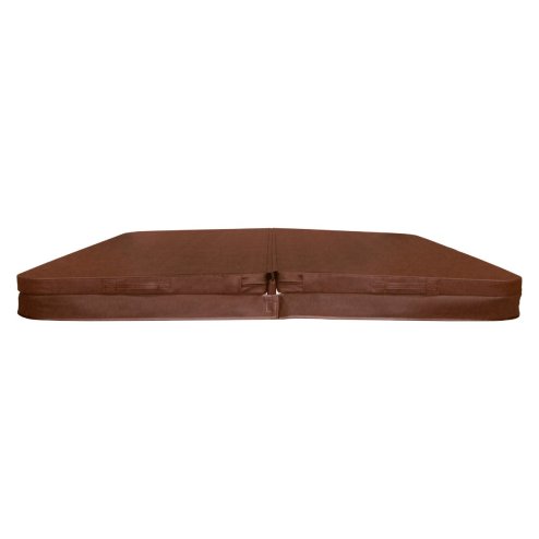 Hot Tub Cover Spa Lid 220cm x 220cm Square Brown Hard Top Weatherproof PVC Leather Foam 25KG/m3 Density Galvanized C-Channel UV Mildew Flame Resistant