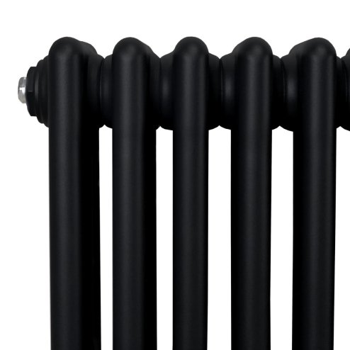 Traditional 3 Column Radiator 1500mm x 292mm Modern Central Heating Heater Matt Black Carbon Steel Vertical Wall Mounted Kitchen Living Room Bathroom Cleaning Brush Fixing Kit & Brackets