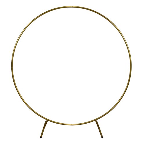 Wedding Moongate Arch Gold 2m/ 200cm Arbour Round Outdoor Decor Background Flower Balloon Circle Hoop Frame Backdrop Party Decoration Floral Prop Floor Standing Baby Shower Birthday Christening