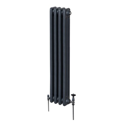 Traditional 3 Column Radiator 1500mm x 202mm Modern Central Heating Heater Matt Anthracite Grey Carbon Steel Vertical Wall Mounted Kitchen Living Room Bathroom Cleaning Brush Fixing Kit & Brackets