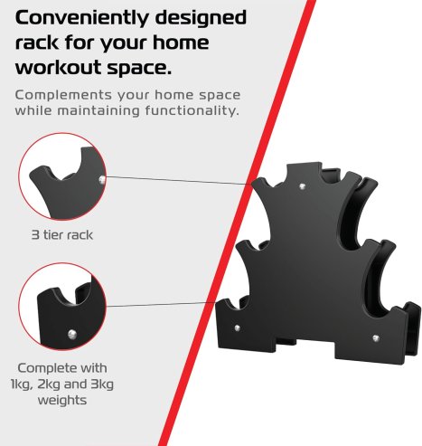 12kg Neoprene Dumbbell Set with Rack
