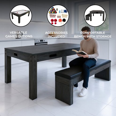 7-In-1 Games Table & Storage Bench - Grey
