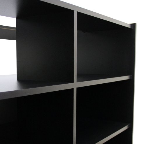 Retail 1/4 Glass Shelf Counter Shop Showcase Display Cabinet Shelves Unit Black B1200