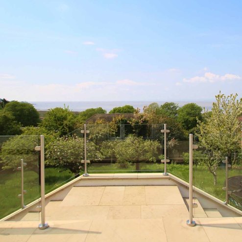 MonsterShop Stainless Steel Balustrade 900mm High Mid Post, Decking Landing Staircase, Brushed Metal