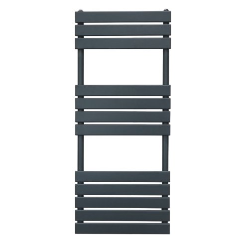 Vertical Towel Radiator Designer Flat Panel 1200mm x 450mm Bathroom Heated Rail Matt Anthracite Grey Central Heating Ladder Heater Wall Mounted Carbon Steel FREE Cleaning Brush Fixing Kit & Brackets