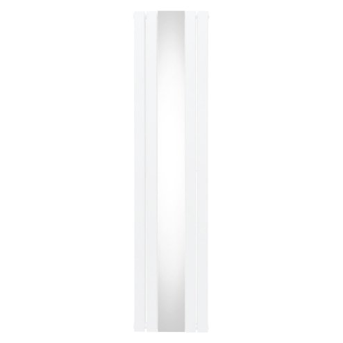 Flat Panel Radiator With Mirror 1800mm x 425mm Modern Designer Double Column Vertical Heater Gloss White Carbon Steel Wall Mounted Kitchen Living Room Cleaning Brush Fixing Kit & Brackets