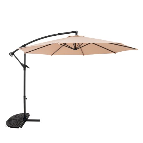 Cantilever Parasol 3m With Half Fan Base - Beige