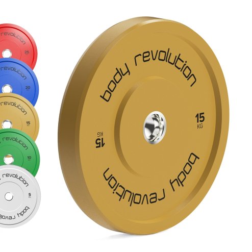 Body Revolution Olympic Bumper Plates Colour 100kg 2x5kg 2x10kg 2x15kg 2x20kg