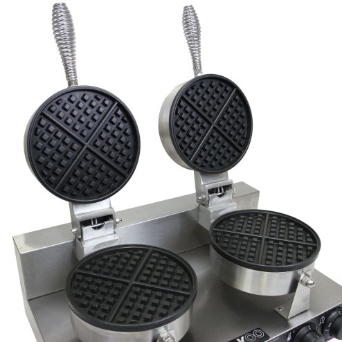 KuKoo Double Waffle Maker Commercial Catering Kitchen Stainless Steel Electric Non-Stick Plates