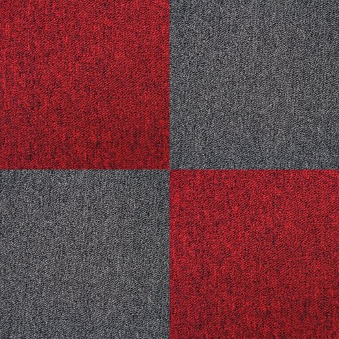 Carpet Tiles 40 x Charcoal Black & Scarlet Red 10 Metres Squared Commercial Hard Wearing Heavy Duty Domestic Dark Grey Premium Office Home Flooring 50cm x 50cm