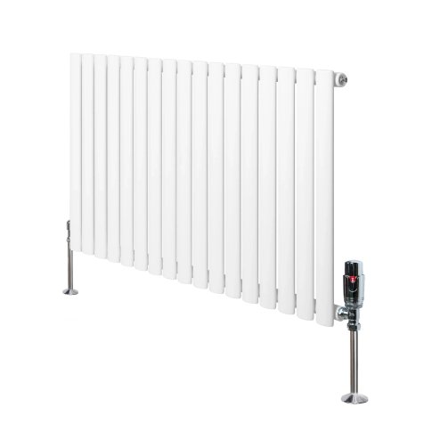 Oval Single Column Radiator & Valves - 600mm x 1020mm - White