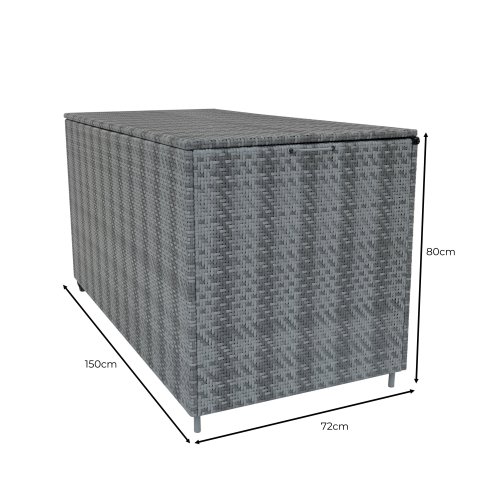 Rattan Cushion Storage Box 700L - Grey