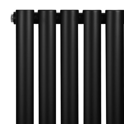 Oval Single Column Radiator - 1600 x 360mm - Black