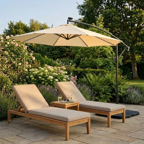 LED Cantilever Parasol 3m - Cream