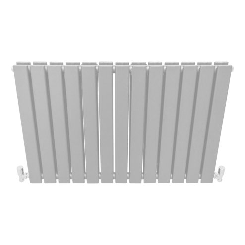 Designer Radiators 60 x 91cm Flat Panel Modern Central Heating Gloss White Horizontal Column Double Panel Wall Mounted Slimline Kitchen Living Room Bathroom Commercial Cleaning Brush & Fixing Kit