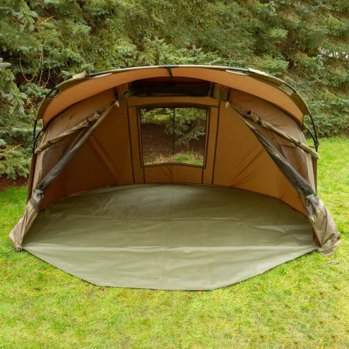 2 Man Fishing Bivvy Tent Carp Fishing Green Dome Overnight Shelter Angler Camping Waterproof Tackle Brolly System Pram Hood PVC Window Groundsheet FREE Shoe Mat Carry Bag Pegs & Mallet Included