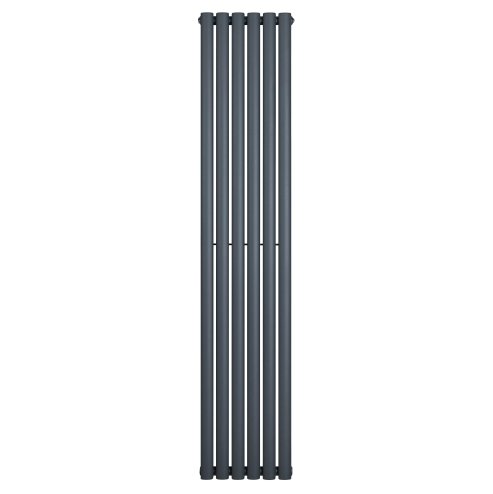 Oval Single Column Radiator - 1800 x 360mm - Anthracite Grey