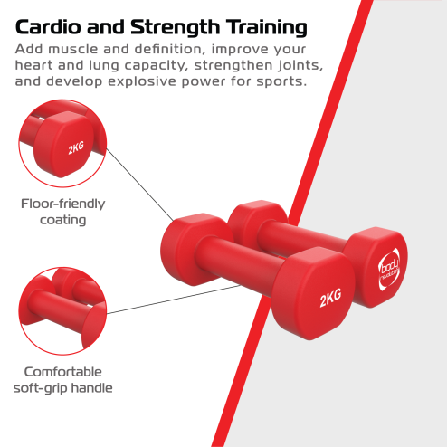 2 x 2KG Neoprene dumbbells