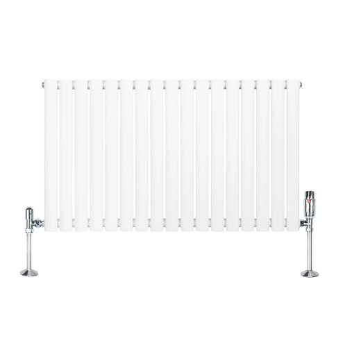 Oval Single Column Radiator & Valves - 600mm x 1020mm - White