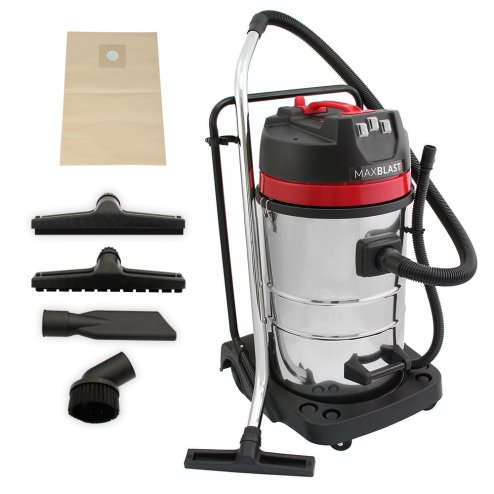 MAXBLAST Industrial Wet & Dry Vacuum Cleaner & Attachments, Powerful 3000W, 80 Litre, Stainess Steel