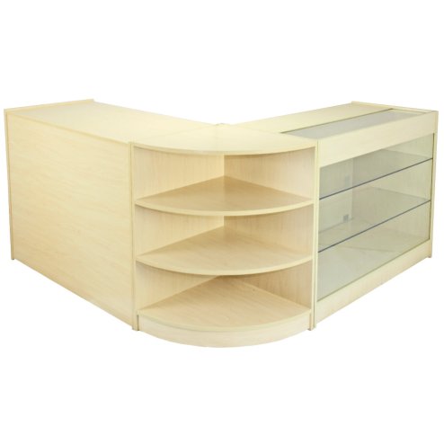 MonsterShop Titan Shop Counter Cabinets & Retail Display Glass Showcase Set, Maple, Melamine MDF