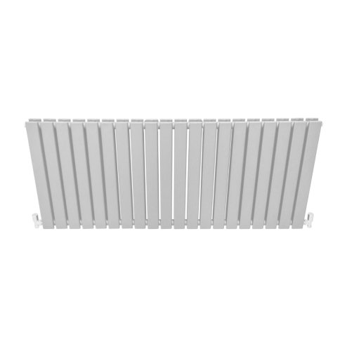 Designer Radiators 60 x 140cm Flat Panel Modern Central Heating Gloss White Horizontal Column Double Panel Wall Mounted Slimline Kitchen Living Room Bathroom Commercial Cleaning Brush & Fixing Kit